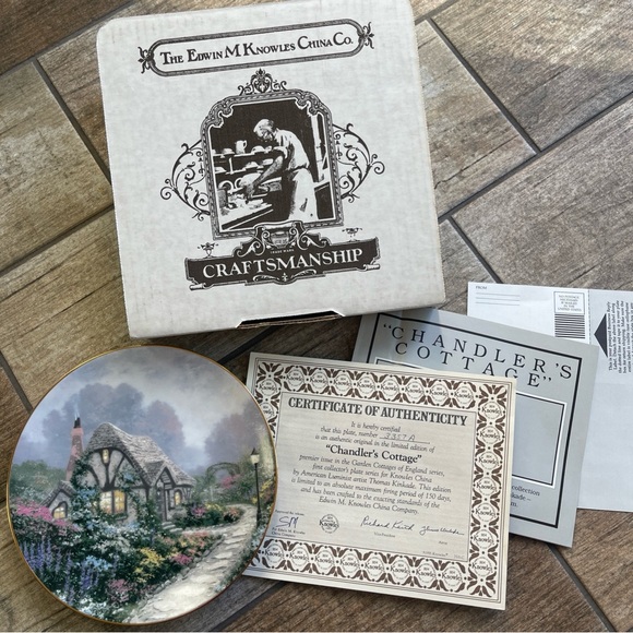 1991 Edwin M Knowles Thomas Kinkade "Chandler's Cottage" Collector's Plate 8.5" - Picture 3 of 6